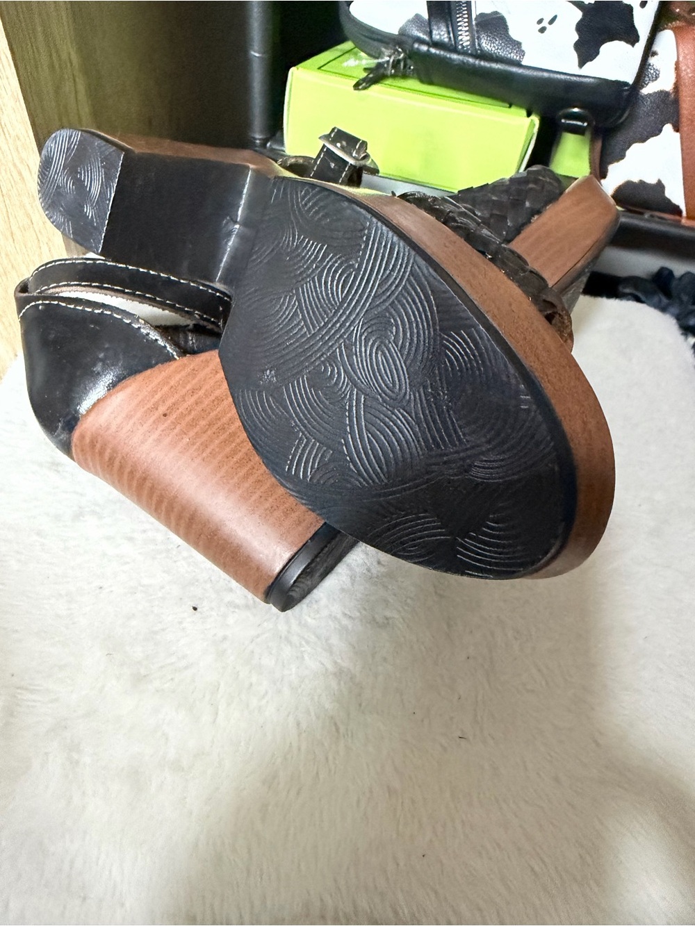 Black Sunflower Embroidered Woven Block Heel Sandals - Picture 8 of 10